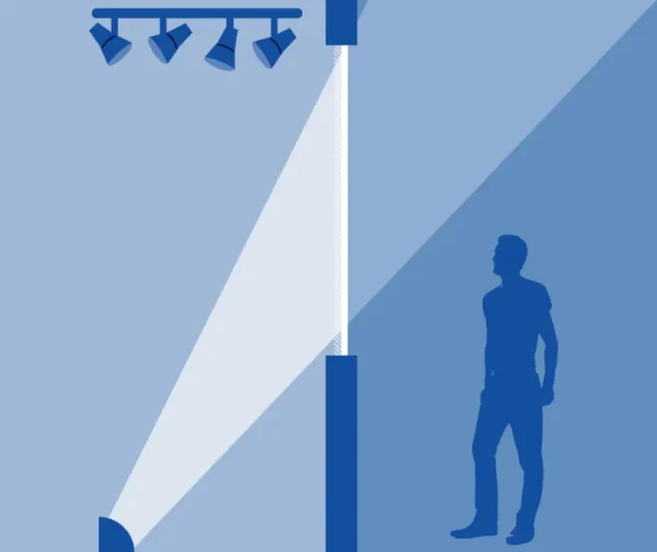 Diagram showing the back-lighting technique for illuminated window displays to attract viewers.